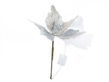 ИЗКУСТВЕНО ЦВЕТЕ КОЛЕДНА ЗВЕЗДА 18СМ. СРЕБРИСТО