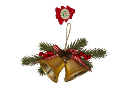 КОЛЕДНА ДЕКОРАЦИЯ КАМБАНКИ С КЛОНКА 22/13/6.5СМ. ЗЛАТЕН МАТ