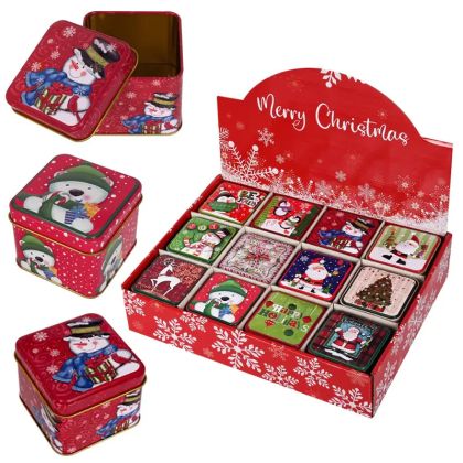 Коледна метална кутия / квадратна / 