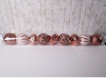 КОЛЕДНИ ИГРАЧКИ ЗА ЕЛХА ТОПКИ Ф8СМ. 9БР. В ТУБУС ЧЕРВЕНО