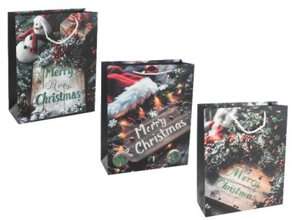 КОЛЕДНА ПОДАРЪЧНА ТОРБИЧКА 26/32/10СМ. MERRY CHRISTMAS