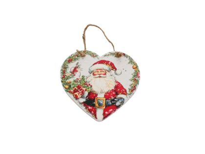 КОЛЕДНА КЕРАМИЧНА ПОДЛОЖКА СЪРЦЕ 15/15СМ. ДЯДО КОЛЕДА С ИМЕЛ