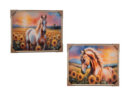 КАРТИНА С КАМЪНИ 50/70СМ. КОН В СЛЪНЧОГЛЕДИ