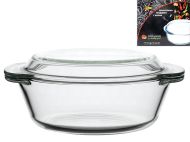 ТЕНДЖЕРА С КАПАК ОГНЕУПОРНО СТЪКЛО 21/18СМ. 1Л. КРЪГЛА