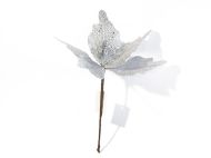 ИЗКУСТВЕНО ЦВЕТЕ КОЛЕДНА ЗВЕЗДА 18СМ. СРЕБРИСТО