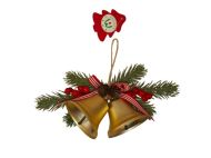 КОЛЕДНА ДЕКОРАЦИЯ КАМБАНКИ С КЛОНКА 22/13/6.5СМ. ЗЛАТЕН МАТ