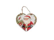 КОЛЕДНА КЕРАМИЧНА ПОДЛОЖКА СЪРЦЕ 15/15СМ. ДЯДО КОЛЕДА С ИМЕЛ