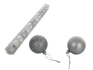 КОЛЕДНИ ИГРАЧКИ ЗА ЕЛХА ТОПКИ Ф6СМ. 12БР. В ТУБУС СРЕБЪРНО